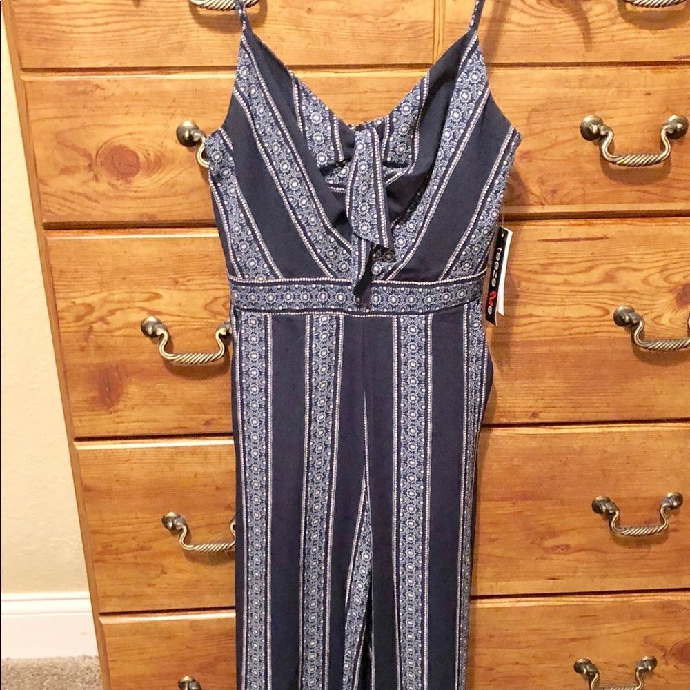 TEEZE ME Blue & White Jumpsuit Sweetheart…